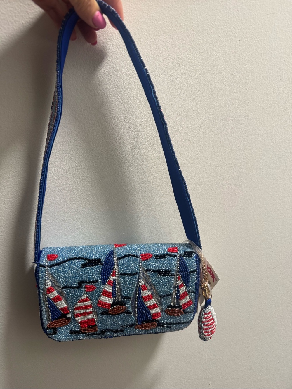 NWT Shoulder Strap with Red, White & Blue Stripes. Handcrafted from India